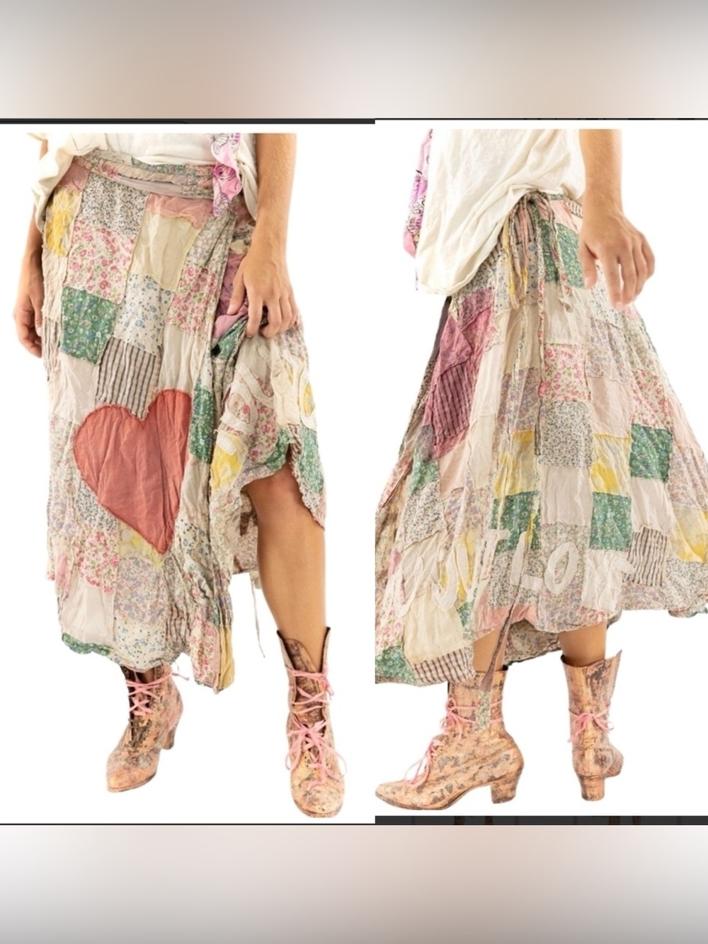 Magnolia Pearl Patchwork RARE Sascha Wrap appliqué skirt - Cora - one size